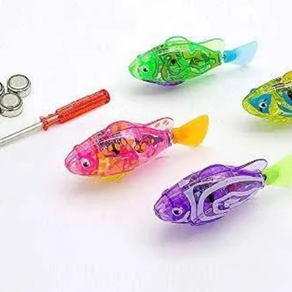 BlackHole Litter Mat Interactive Swimming Flashing Robot Fish Toy 4-pack